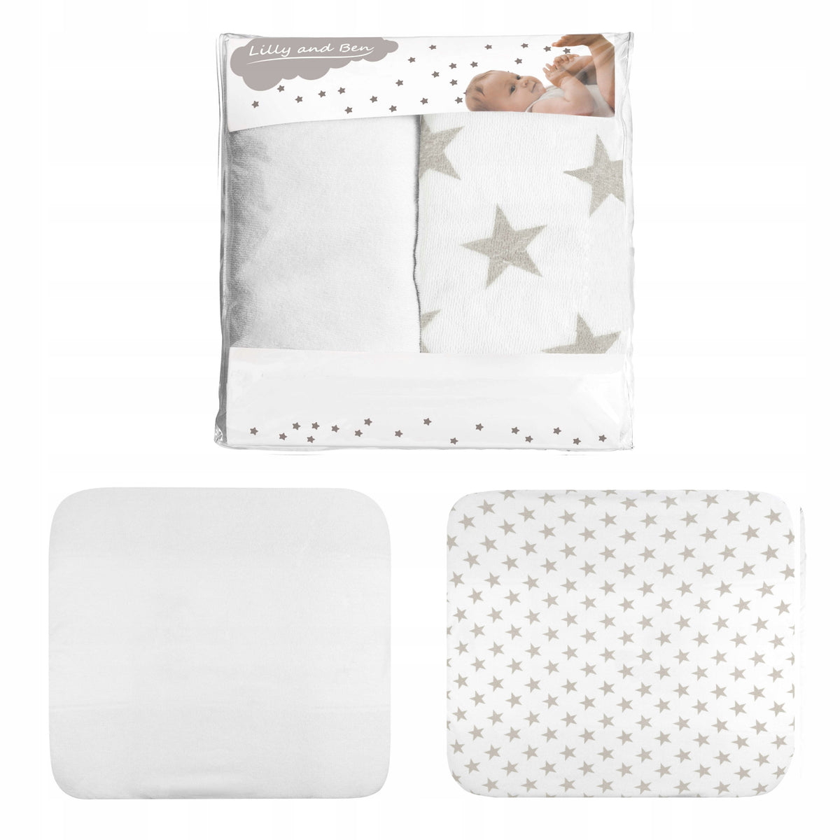 LILLY&BEN badstof hoes voor aankleedkussen 50x70 x2