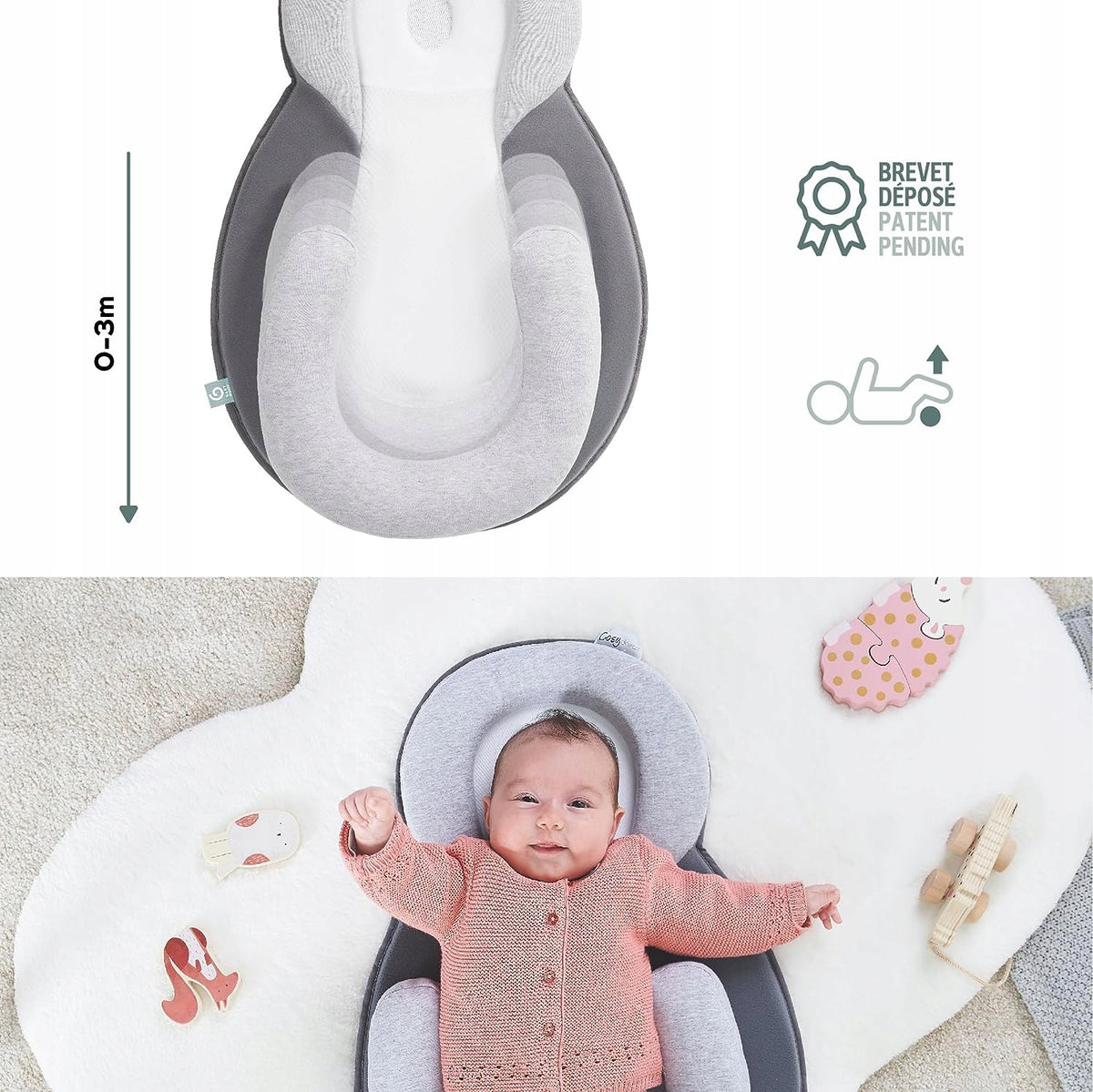BABYMOOV cosydream poduszka stabilizator dla niemowląt 0-3m, anatomiczne podparcie i pozycjonowanie