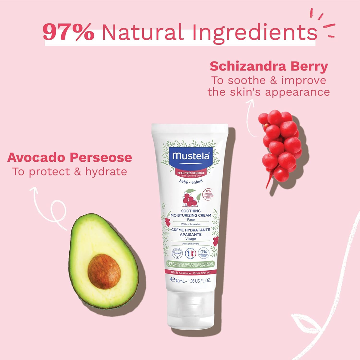 MUSTELA hydraterende gezichtscrème voor de zeer gevoelige huid 40ml