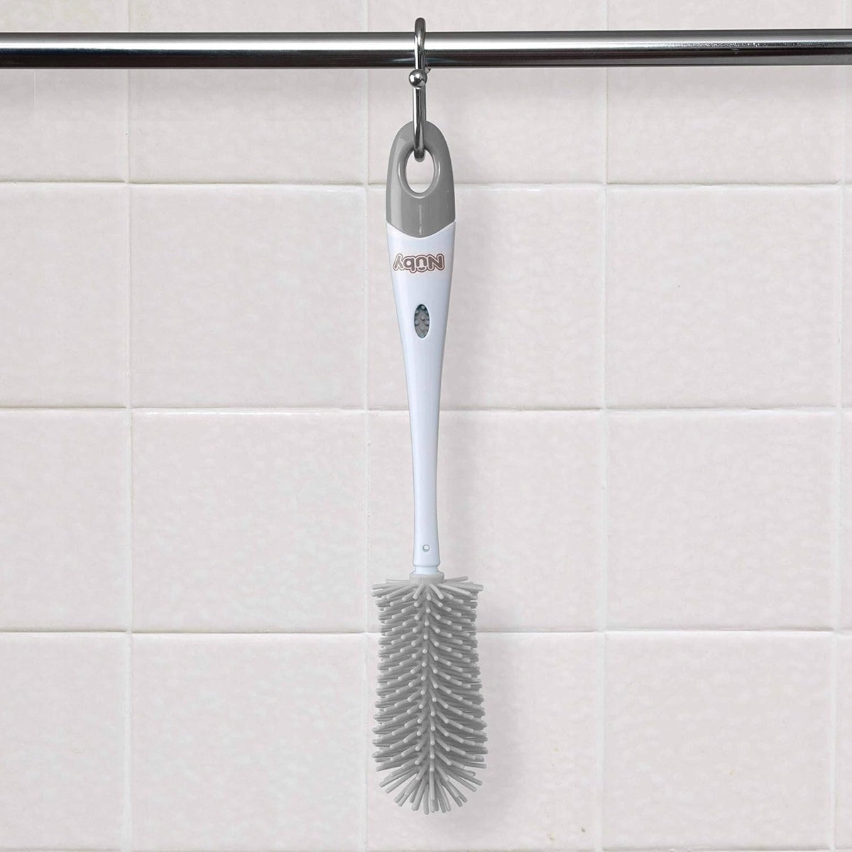 NUBY 2in1 spazzola per la pulizia di tettarelle e biberon 30 cm + supporto