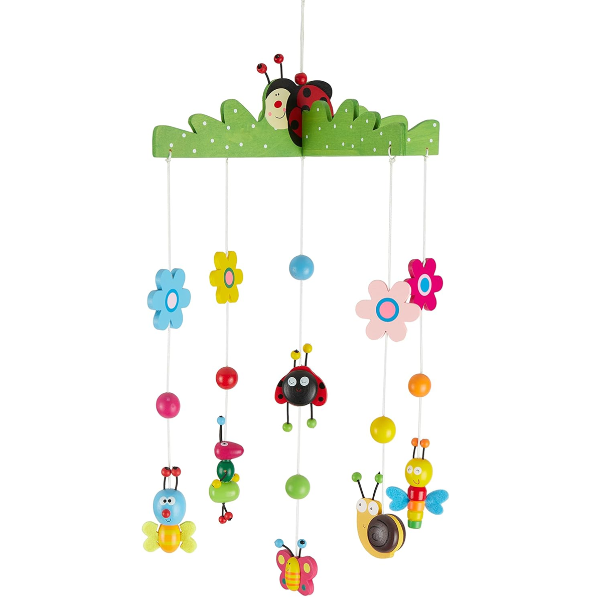 BIECO 3D Fleurs et Insectes mobile en bois pour lit bébé 26 x 39 cm