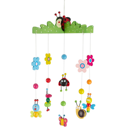 BIECO 3D Fleurs et Insectes mobile en bois pour lit bébé 26 x 39 cm
