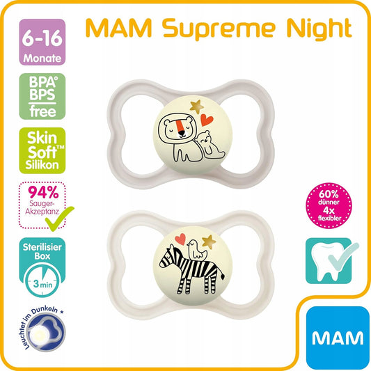 MAM Supreme NIGHTsilicone teat glow in the darkage 6-16 months+siliconeBPA and BPS freepost-sale condition