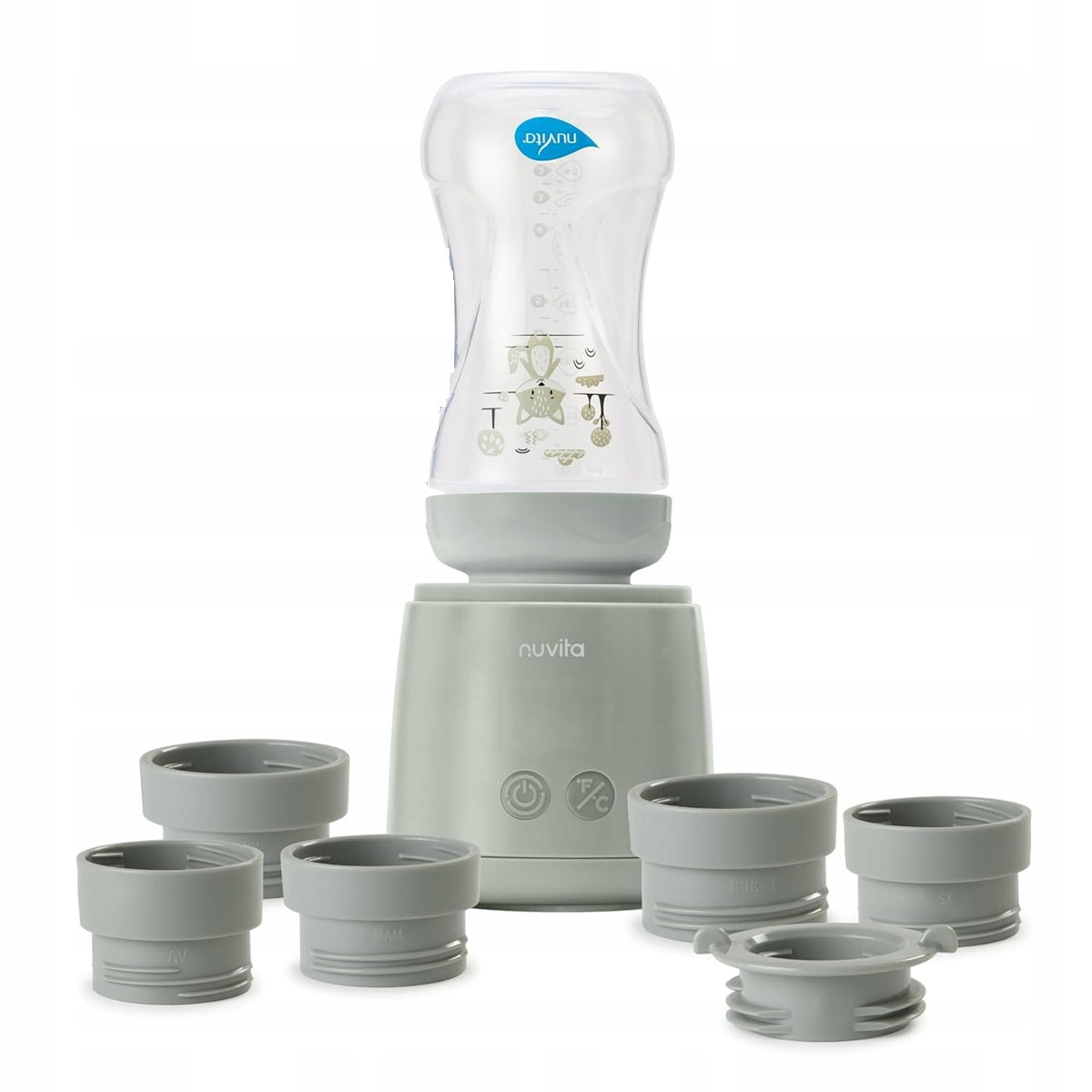 NUVITA Warm'N'Mix draagbare flessenwarmer geschikt voor flessen van verschillende merken 9 x 8,5 cm