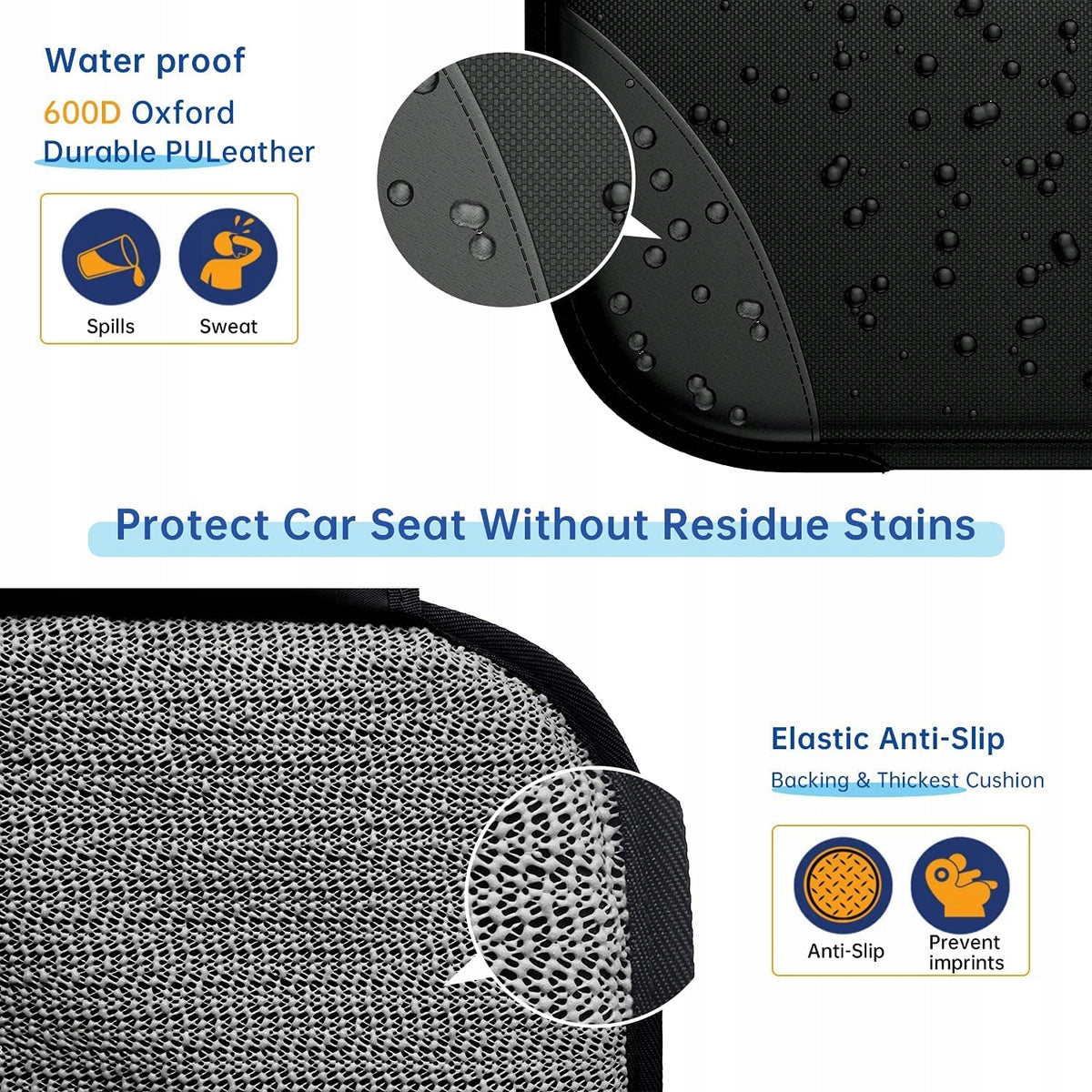 Alfombrillas para asientos de coche con bolsillos impermeables ajustables