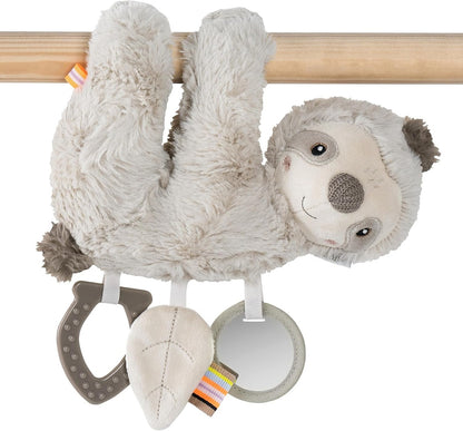 FEHN Activity pluchen LUIAARD-hanger voor kinderwagen en autostoeltje, 22 cm