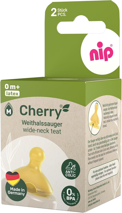 NIP Cherry Green Flaschensauger M 0+ x2 LATEX
