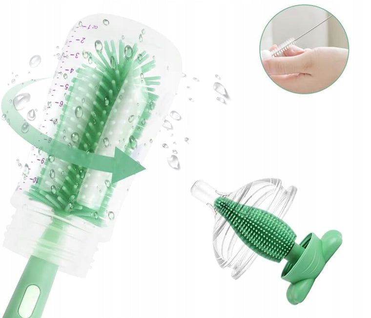 VICLOON 3-in-1 siliconen borstels voor het reinigen van flessen, fopspenen en rietjes 28cm