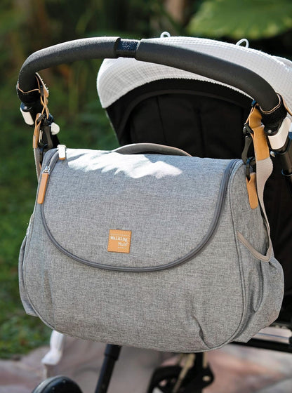 WALKING MUM torba organizer do wózka, szary organizer na wózek dziecięcy z dużą pojemnością
