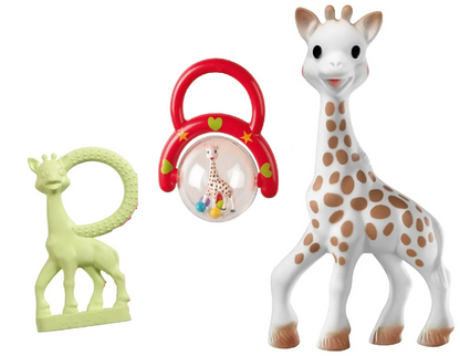 Sophie la Giraffe classic Sophie's Ætch made ofÂ felt and rattle smaller teether