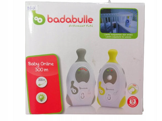 BADABULLE Baby Online 300m NIANIA ELEKTRONICZNA biała, monitor audio z VOX, 2 kanały i światło nocne