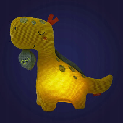 FEHN corduroy knuffeldoekje met nachtlampje DINO 20 x 23 cm