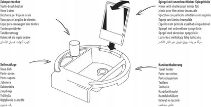 ROTHO Kiddy Lavabo para niños con espejo irrompible y vaso