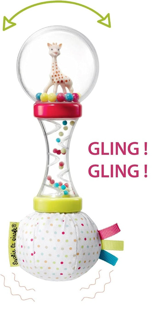 SOPHIE LA GIRAFE maracas met rammelaar en knisperend papier 17 cm