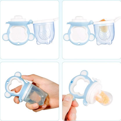 LEADSTAR Gryzak podajnik na owoce 2 sztuki 6 ustników + łyżeczka 90 ml