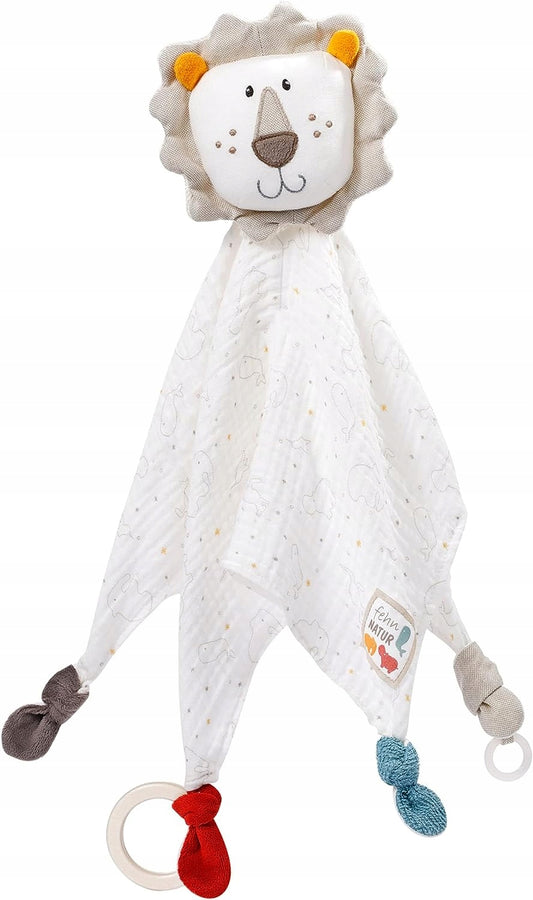 FEHN NATURE katoenen knuffeldeken comforter 28 x 38 cm LEEUW