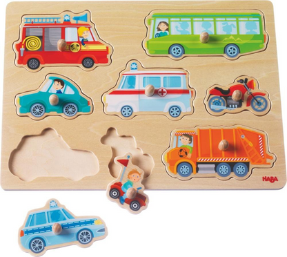 HABA houten insteekpuzzel 8 stukken 21 x 30 cm VOERTUIGEN
