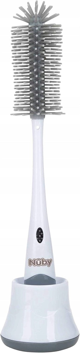 NUBY 2-in-1 borstel voor het reinigen van spenen en flessen 30 cm + houder
