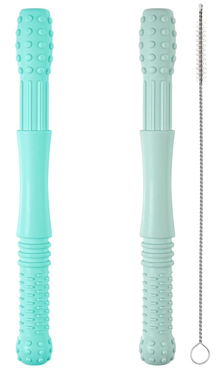 HOPTON anneau de dentition en silicone massant 2 pièces + brosse de nettoyage 16,8 cm