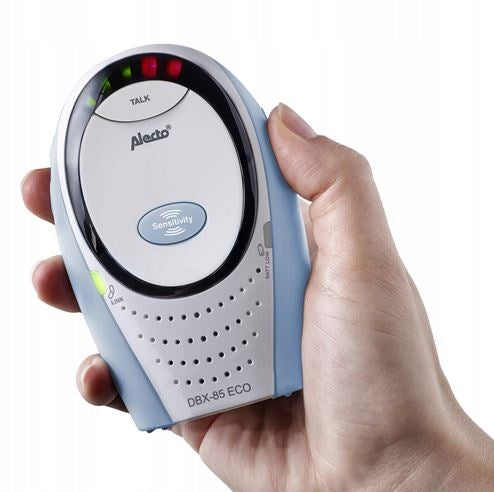 ALECTO DBX-85 Eco niania elektroniczna DECT, niebiesko-biała jednostka rodzica z funkcją talk i sensitivity