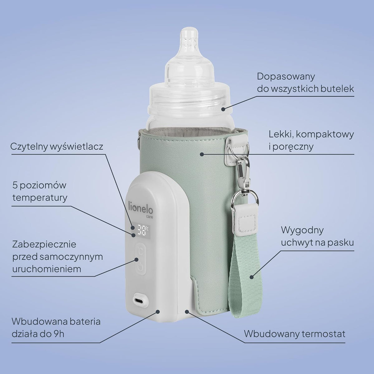 LIONELO Thermup Go Evo draagbare flessenverwarmer