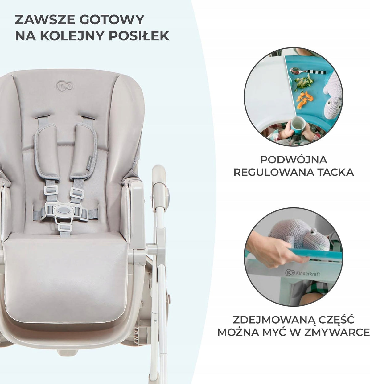 KINDERKRAFT YUMMY chaise haute avec tablette