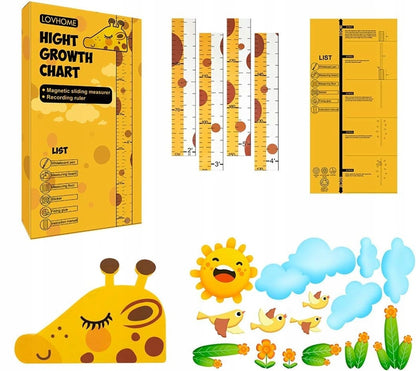 DUOUPA groeimeter met verschuifbaar hoofd GIRAFFE 180 cm + muurstickers