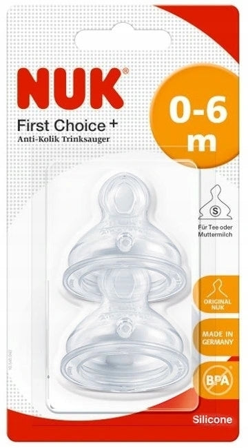 NUK First Choice+ θηλή σιλικόνης για μπιμπερό 0–6 μηνών 2ΤΜΧ