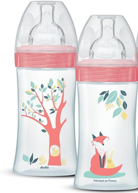 DODIE fles 270 ml speen 2 medium flow 0-6 m VOS en KONIJN