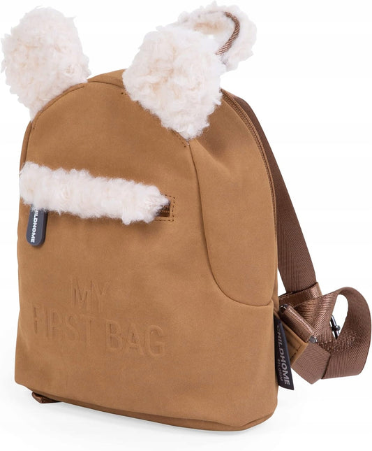 CHILDHOME My First Bag PLECAK dla dzieci NUBUK, brązowy plecak z uszami, regulowanymi paskami i klamrą