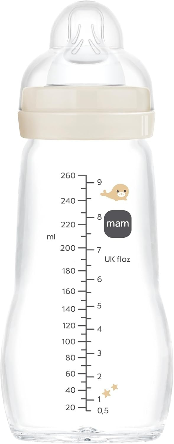 MAM Feel Good glass bottle 260 ml 2 m+ teat 2 SEA CREATURES