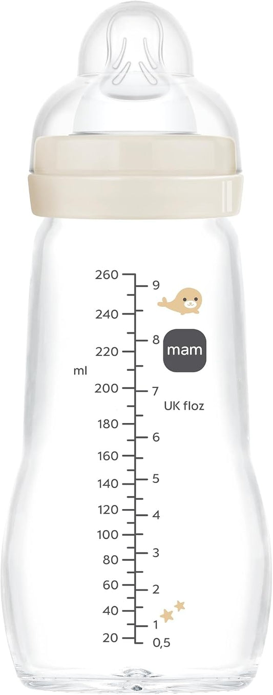 MAM Feel Good glazen fles 260 ml 2 m+ speen 2 ZEEWEZENS