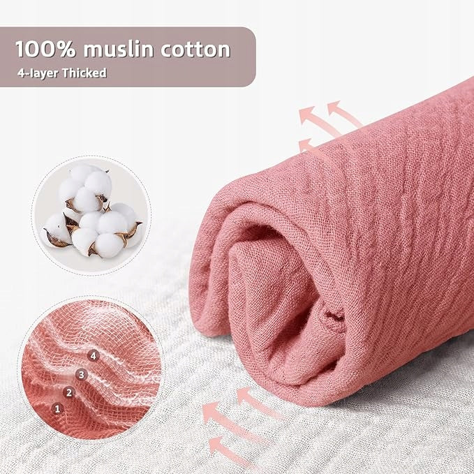 LULU MOON Musselin-Dreieckstücher/Halstücher mit Druckknöpfen 0-36 Monate x8