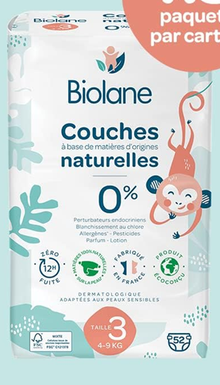 BIOLANE luiers maat 3 (4-9kg) x52 stuks