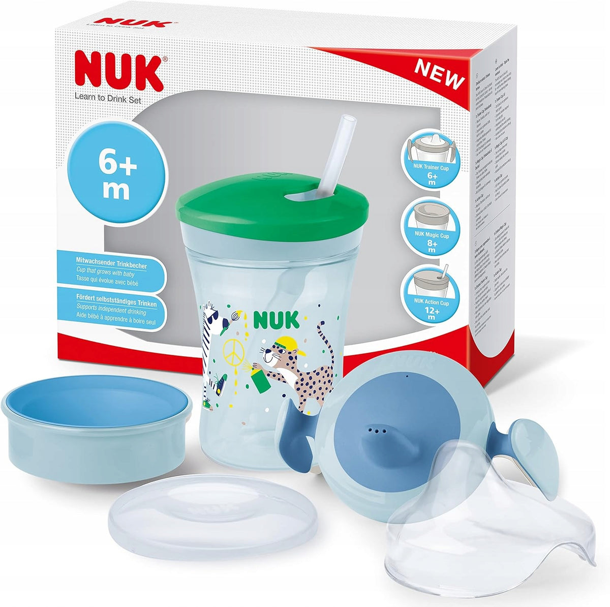 NUK ensemble d'apprentissage à boire gobelet + 3 embouts