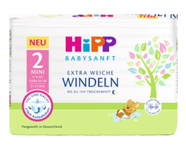 HIPP jednorázové pleny velikost 2 4-8kg x31