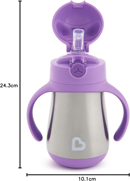MUNCHKIN Cool Cat hrnek nekapající s brčkem NEREZOVÝ 237 ml