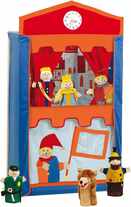 ROBA Holz-Puppentheater 120 cm + 6 Kasperle-Handpuppen