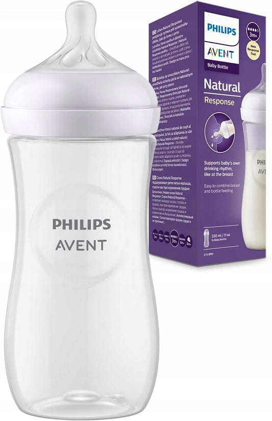 PHILIPS AVENT Natural RESPONSE butelka 330 ml 3msc+ dla niemowląt z antykolkowym smoczkiem i opakowaniem