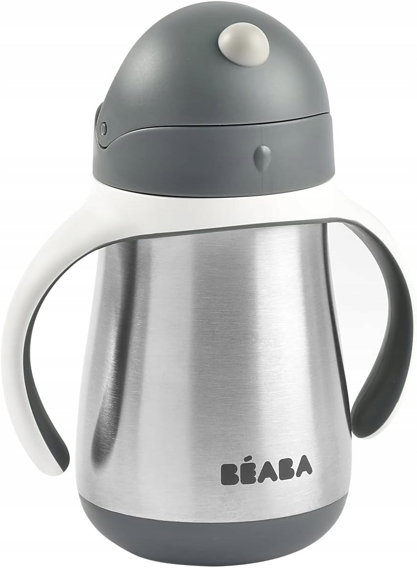 BEABA druppelbeker met rietje STAAL 250 ml