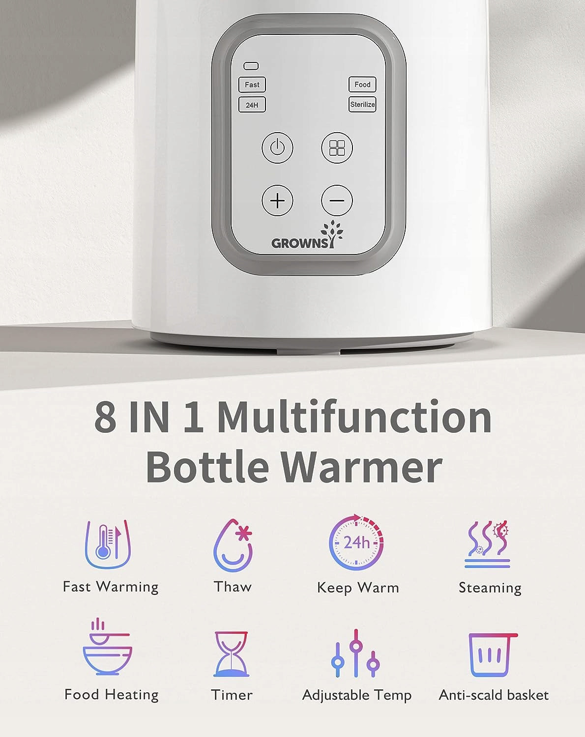 GROWNSY 8-in-1 Flaschensterilisator und Flaschenwärmer