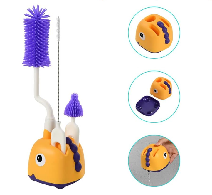 VICLOON 3in1 Silikonbürsten für die Reinigung von Flaschen, Schnullern und Strohhalmen, 32 cm