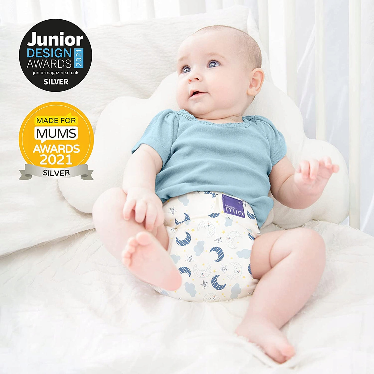 BAMBINO MIO otulacz na pieluchę >9kg, błękitny z motywem świerszcza, wielorazowy rozmiar 2