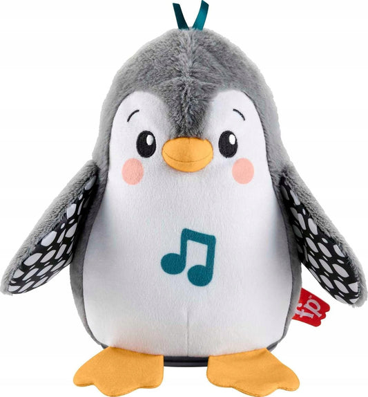 FISHER-PRICE HNC10 kiwający się pingwin z melodiami 21 cm, szaro-biało-pomarańczowa zabawka dla niemowląt 0+