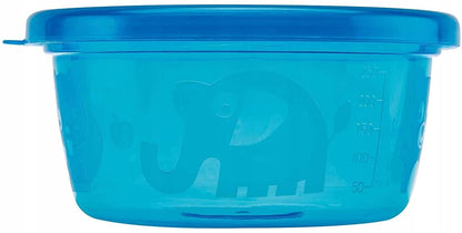 NUBY pojemniki na przekąski 6x300, niebieski pojemnik 300 ml do mikrofalówki i zmywarki
