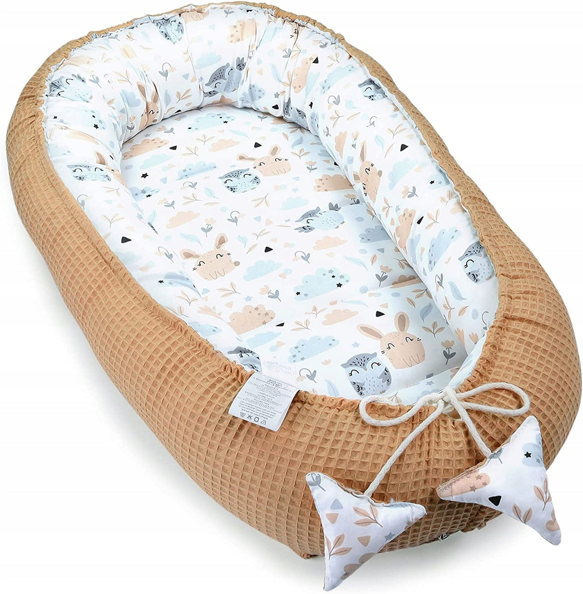 TOTSY BABY kokon niemowlęcy gniazdo 90 x 50, dwustronny, miękki kojec dla niemowląt z grubą krawędzią