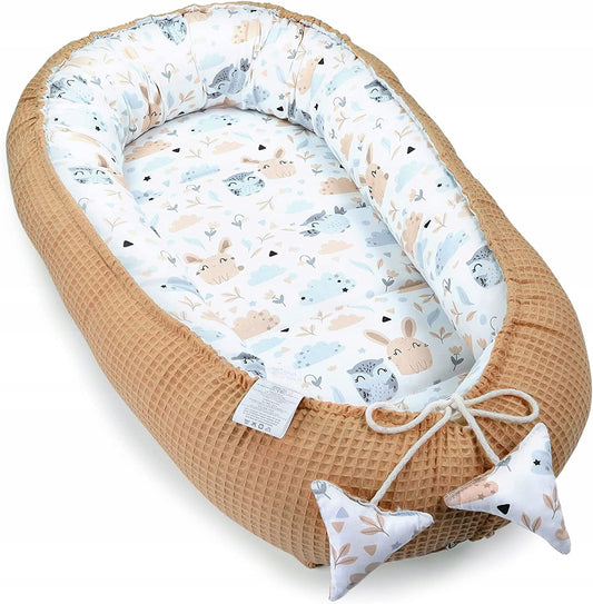 TOTSY BABY kokon niemowlęcy gniazdo 90 x 50, dwustronny, miękki kojec dla niemowląt z grubą krawędzią
