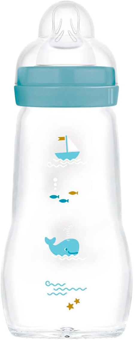 MAM Feel Good biberón de vidrio 260 ml 2 m+ tetina 2