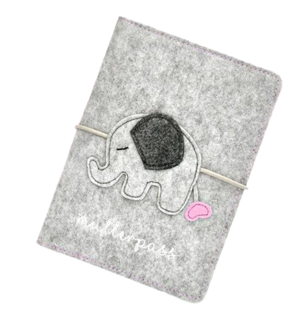BABY CHEEK vilten hoesje voor zwangerschapskaart OLIFANT 13,5 x 19,5 cm