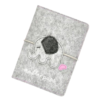 BABY CHEEK vilten hoesje voor zwangerschapskaart OLIFANT 13,5 x 19,5 cm